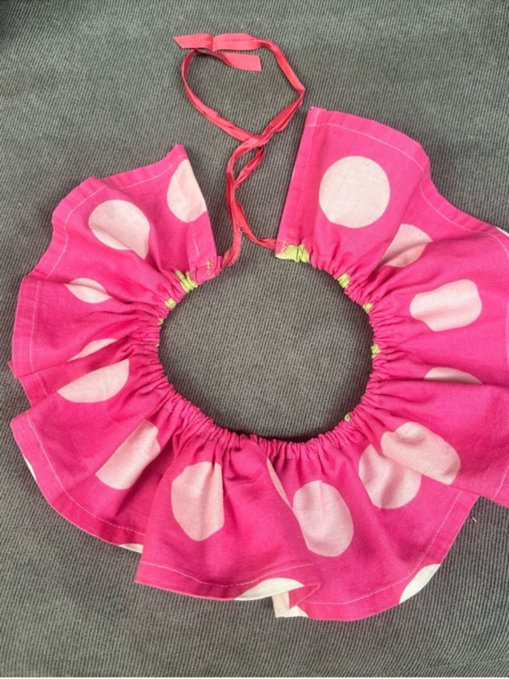 Pink polka dot ruffle clown collar one size